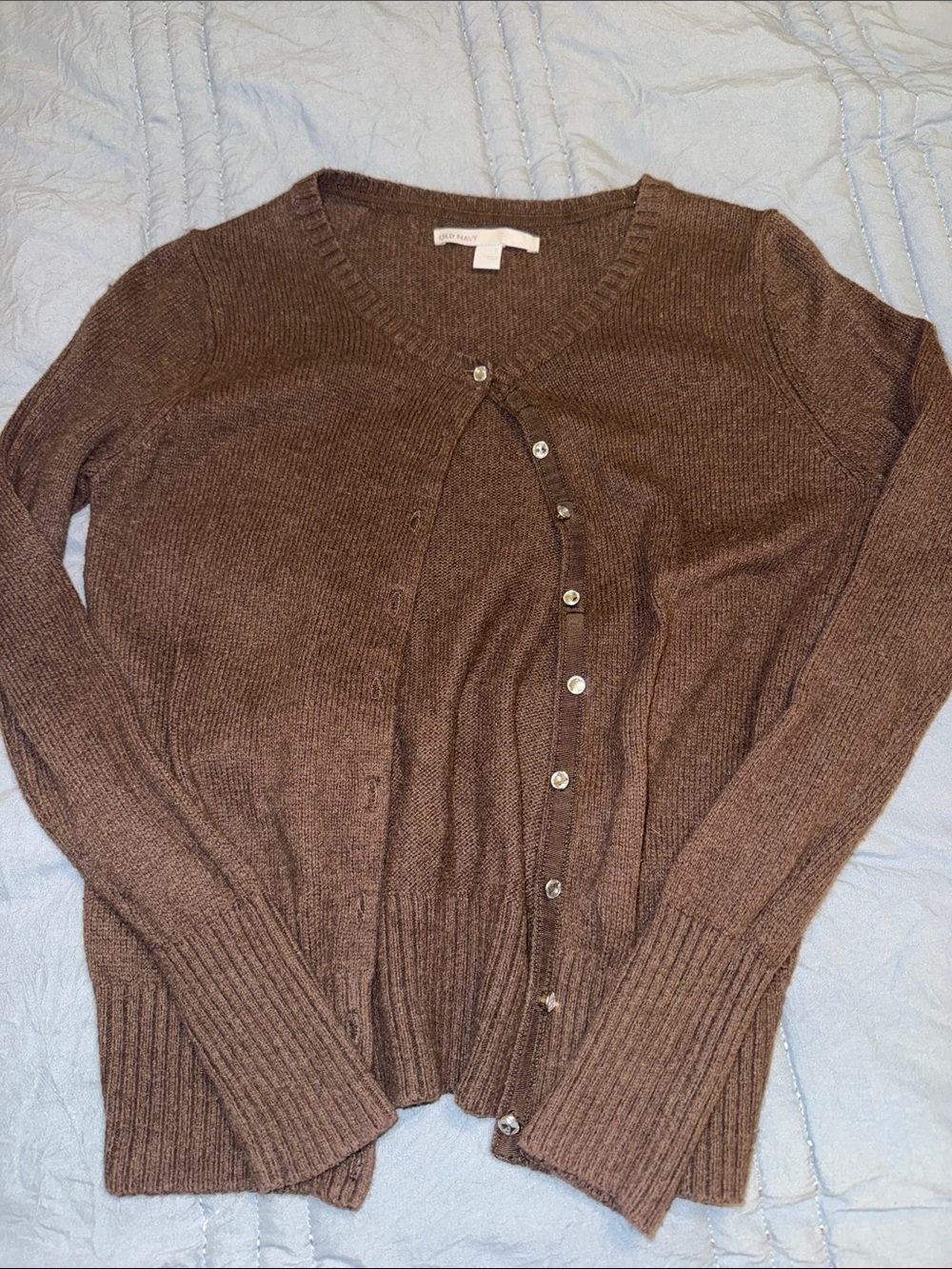 Old Navy Brown V-Neck Button-Front Cardigan Sweater